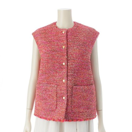 ドゥロワー 23AW 金ボタン ツイード ジレ ベスト アウター 6521-299-1119 ピンク系 36