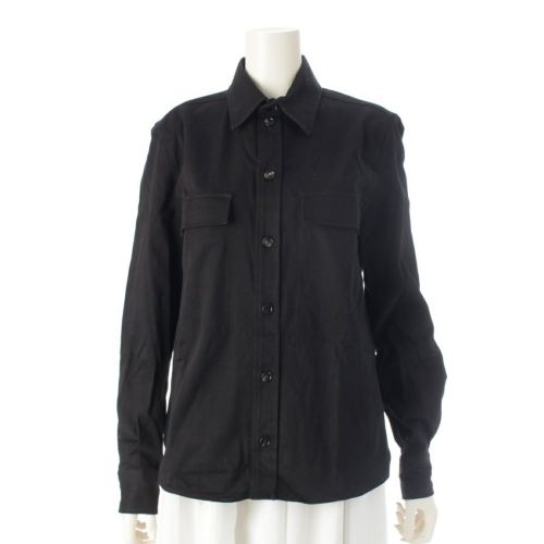 ボッテガヴェネタ 22年 ユニフォーム コットン ロゴボタン トップス 長袖シャツ 656224 ブラック 38