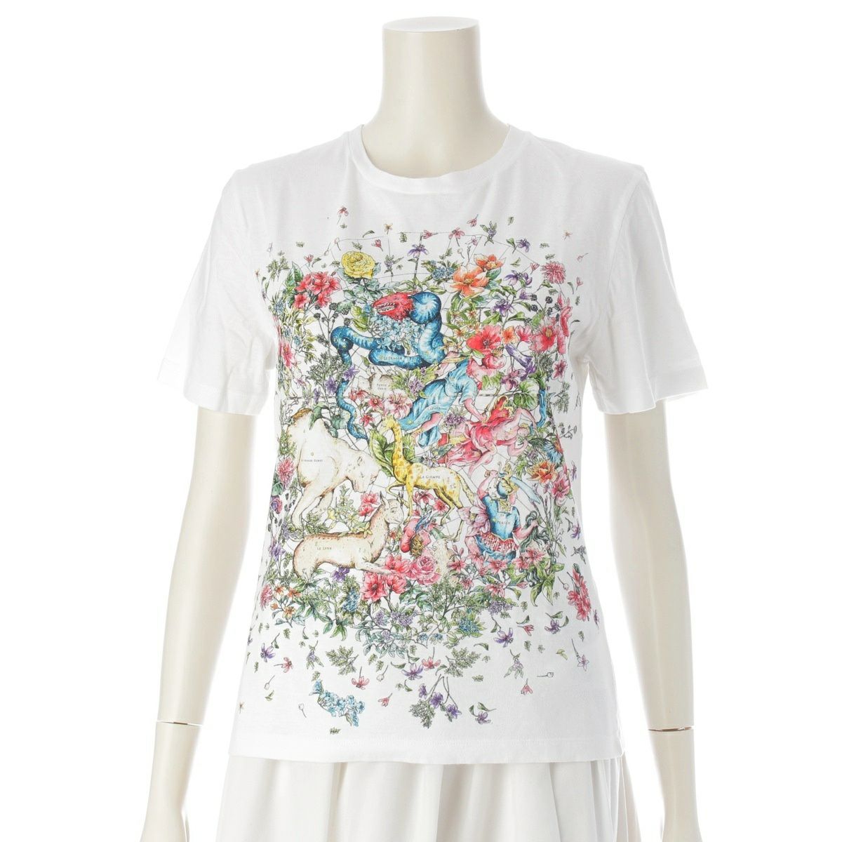 クリスチャンディオール 24年 D-コンステレーション 花×星座 プリント 半袖Ｔシャツ トップス 243T12A4456 ホワイト XS