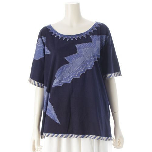 イッセイミヤケ 1984年 コットン 筆タグ グラフィック トップス 半袖Ｔシャツ ネイビー 9