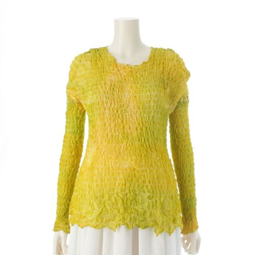 イッセイミヤケ 97SS ペルマネンテ コットン シワ加工 グラデーション トップス イエロー M