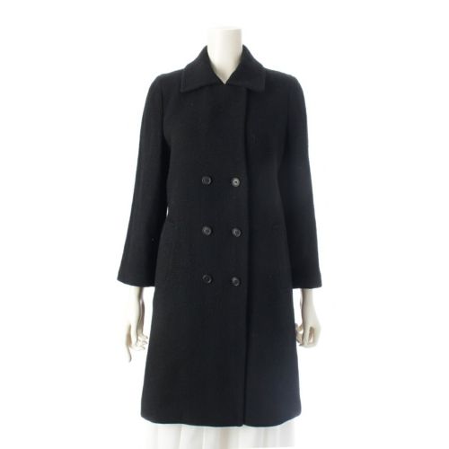 ヘルムートラング 90S 本人期 90S 黒タグ ダブルブレスト ツイード パデッド ロング コート ブラック 40