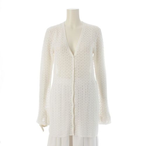 クロエ 24年 フレアスリーブ クロシェ 長袖 ニット カーディガン CHC24UMC2530107S オフホワイト S