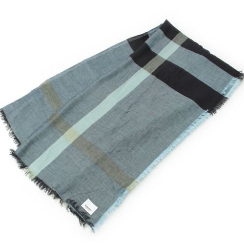 バーバリー モダール ウール チェック マフラー ストール 4050476 ブルー ブラック マルチカラー