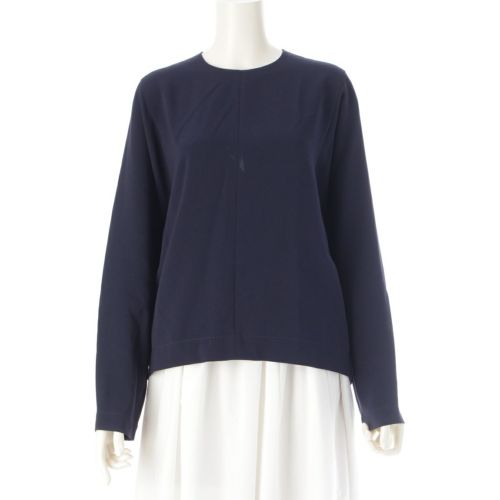 エブール 25SS アセテート ダブルクロス ロングスリーブシャツ ブラウス 4010700737 ネイビー 38