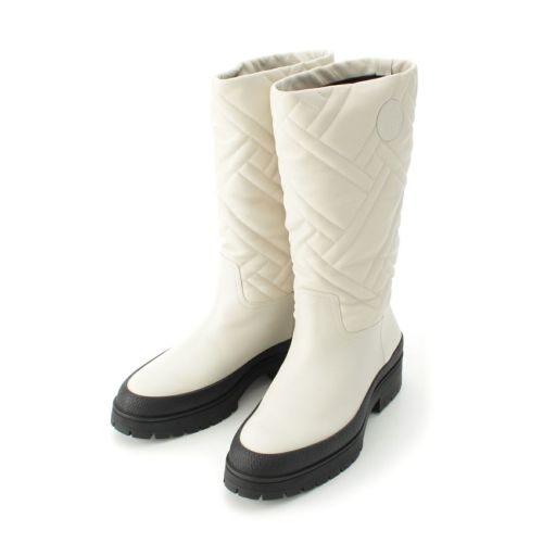 エルメス フジ レザー キルティング エクスリブリス ブーツ シューズ ロング ホワイト 37 1/2