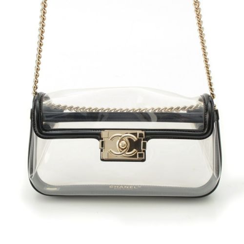シャネル ボーイシャネル ビニール ミニ ココマーク17 番台 ショルダーバッグ A67557 クリア ブラック