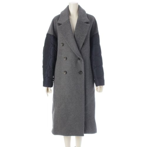 エンフォルド ウール ナイロン 切り替え フェザーリーバー ロング ピーコート アウター 300CA330-1660 グレー 38