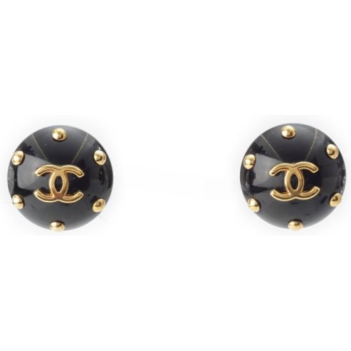 シャネル 96C ココマーク ドットデザイン イヤリング 両耳用 アクセサリー ブラック ゴールド