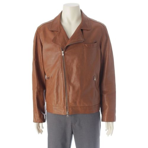 ブルネロクチネリ ラムスキン レザー ダブル ライダースジャケット キャメル M