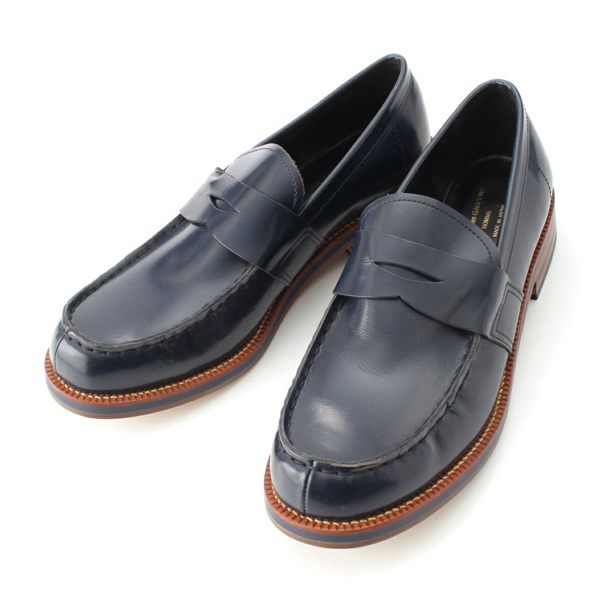 コムデギャルソンオム レザー シューズ ローファー ネイビー 26 | 中古