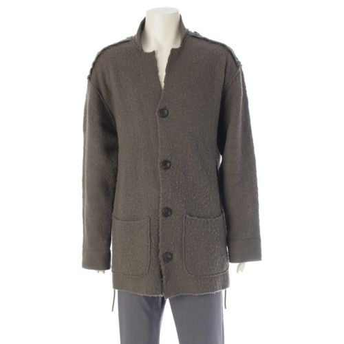 イッセイミヤケ 93AW ウール レザー編み込み 縮絨 ニット ジャケット カーディガン 羽織 アウター グレー 4