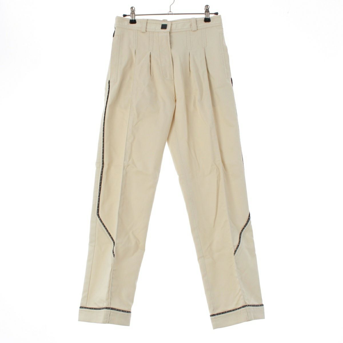 シャネル スポーツ 04P ロゴライン タック ストレート パンツ ボトムス P22997 オフホワイト 36