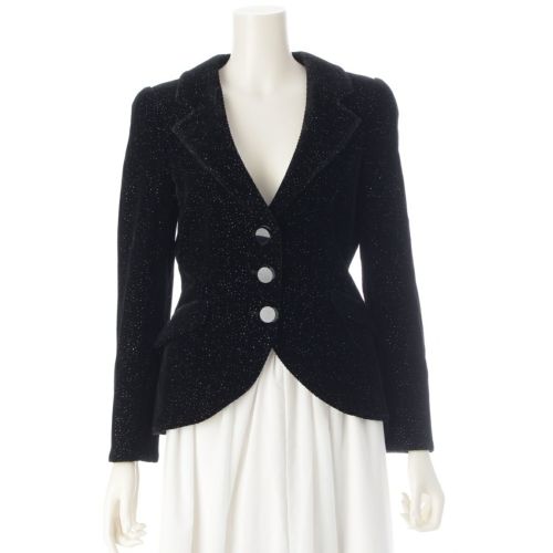 ジョルジオアルマーニ コーデュロイ ラインストーン テーラードジャケット アウター ブラック 36