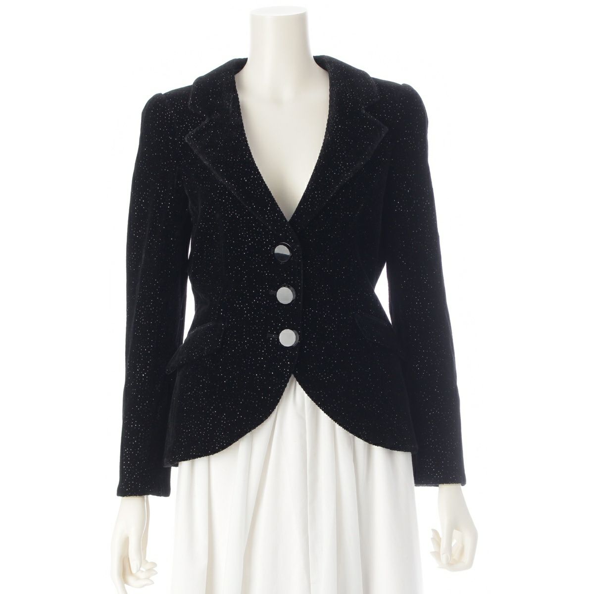 ジョルジオアルマーニ コーデュロイ ラインストーン テーラードジャケット アウター ブラック 36