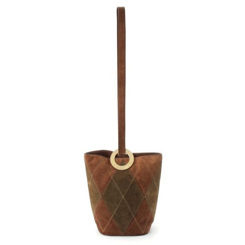 セリーヌ ヴィンテージ スエード サークルロゴ バケット ショルダーバッグ ブラウン