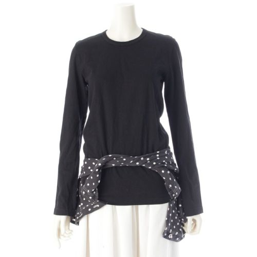 コムデギャルソン 11SS コットン ドッキング ドット ロングTシャツ カットソー カーディガン トップス ブラック XS