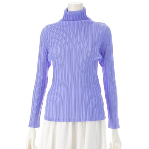 プリーツプリーズ イッセイミヤケ 25SS RIB PLEATES リブプリーツ ハイネック ボトルネック トップス PP51FK341 パープル