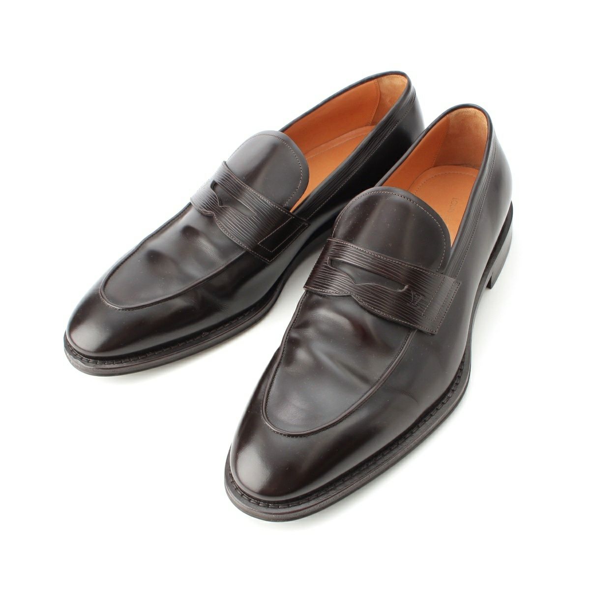 ルイヴィトン エピ シューズ LVロゴ ローファー MT0291 ブラウン 8 1/2 M