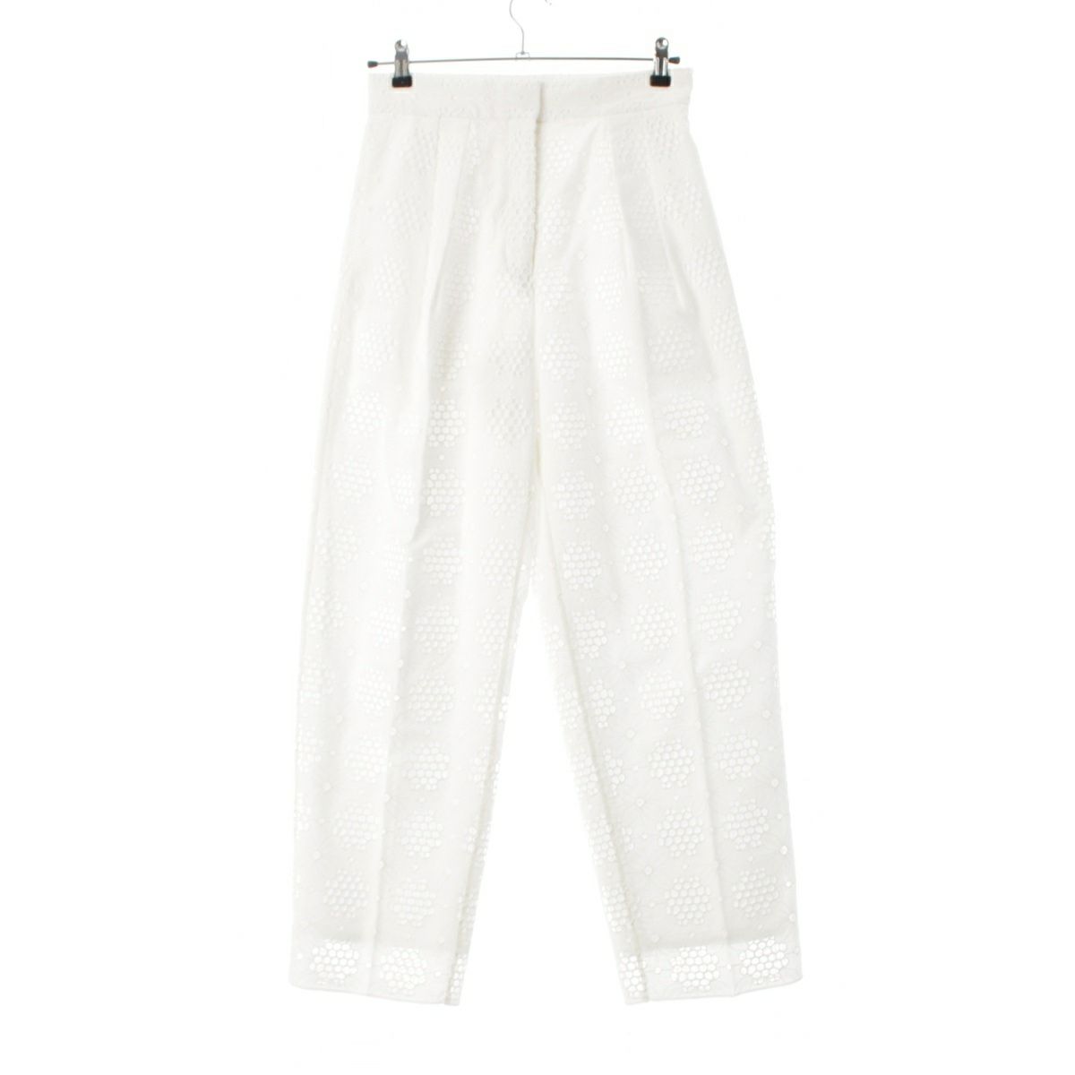 エブール 24SS コットン エンブロイダリーレース パンツ ボトムス ホワイト 38