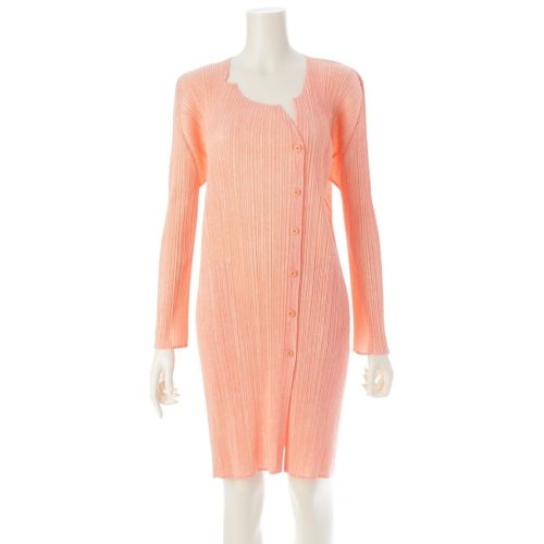 プリーツプリーズ イッセイミヤケ 総柄 ロング カーディガン PP71-JA167 ホワイト オレンジ 3