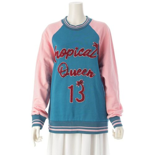 ドルチェアンドガッバーナ コットン ビジュー トレーナー スウェット トップス F9127Z ブルー ピンク 40