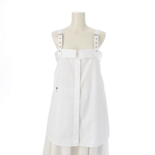 ディオール 25SS コットン ロゴ ビー刺繍 キャミソール シャツ ブラウス トップス 521B87A3356 ホワイト F36