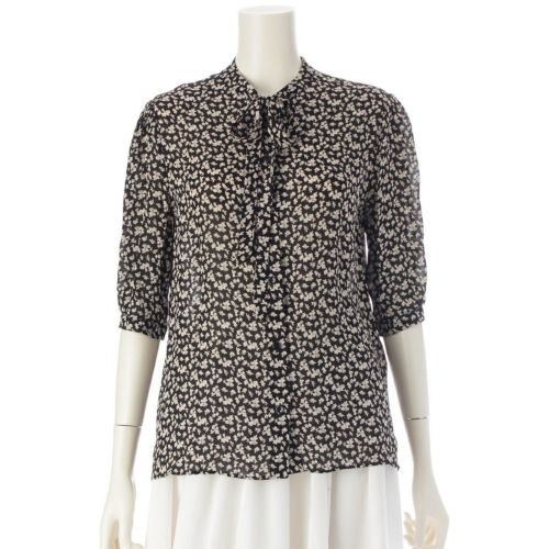 セリーヌ ボウタイ シャツ ブラウス 半袖 トップス 2B243313F ブラック 36