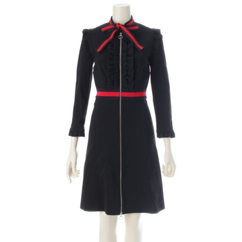 グッチ シェリーライン リボン ワンピース ドレス 457032 ブラック XS