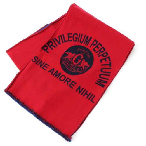 グッチ ウール シルク混 プリント マフラー ストール 521111 レッド ブルー