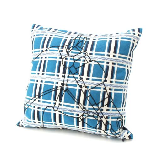 エルメス Patchwork de Sangles カシミヤ パッチワーク ビーズ刺繍 クッション インテリア ブルー