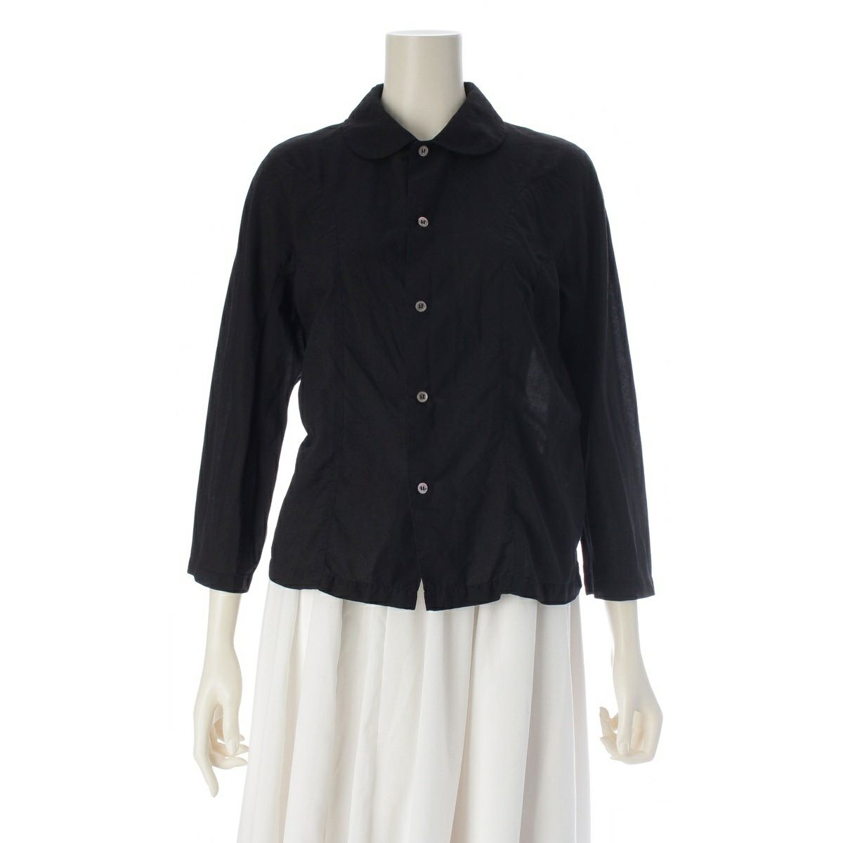 コムデギャルソン AD2015 15AW 製品染め 丸襟シャツ ブラウス トップス GP-B015 ブラック XS