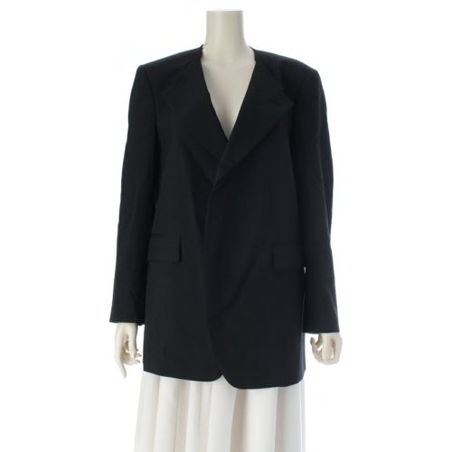 コムデギャルソン コムデギャルソン AD2020 ウール 断ち切り デザイン ボタンレス ジャケット RG-J028 ブラック M