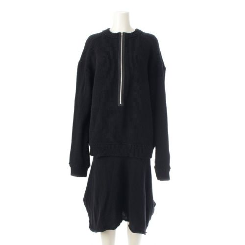 コムデギャルソン AD2014 ウール ナイロン ニット 切替 ワンピース トップス スカート ロング GN-O027 ブラック XS