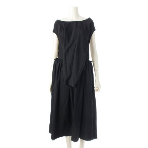 コムデギャルソン AD2020 ウールギャバ サークルカット デザイン ワンピース トップス スカート RF-A003 ブラック M