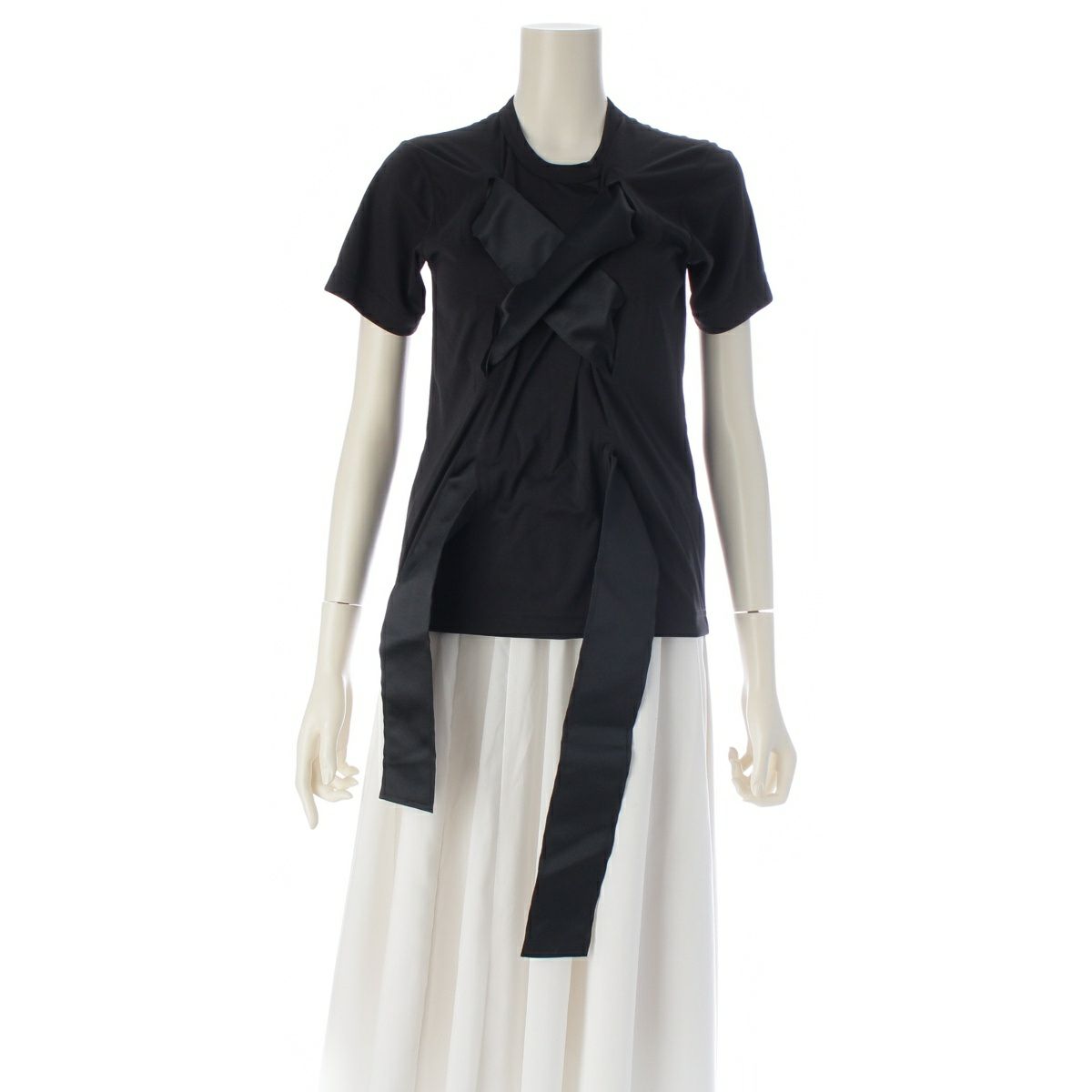 コムデギャルソン AD2015 16SS リボンデザイン 半袖Ｔシャツ クルーネック トップス GQ-T039 ブラック XS