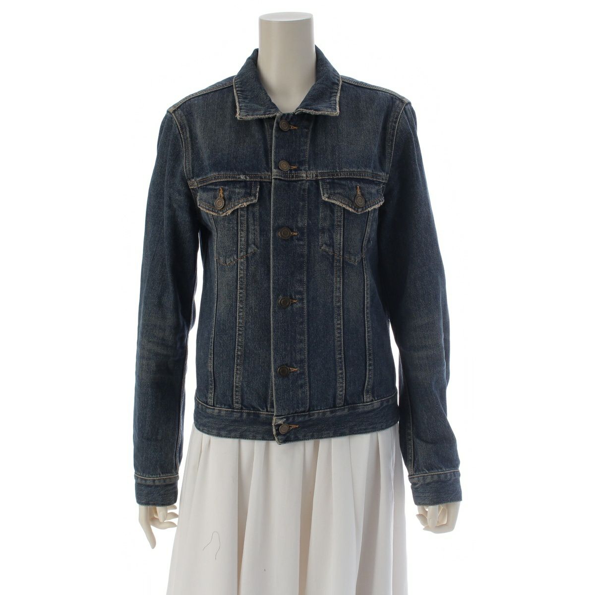 サンローラン 15年 コットン 3rdタイプ デニムジャケット 377890 インディゴ XS