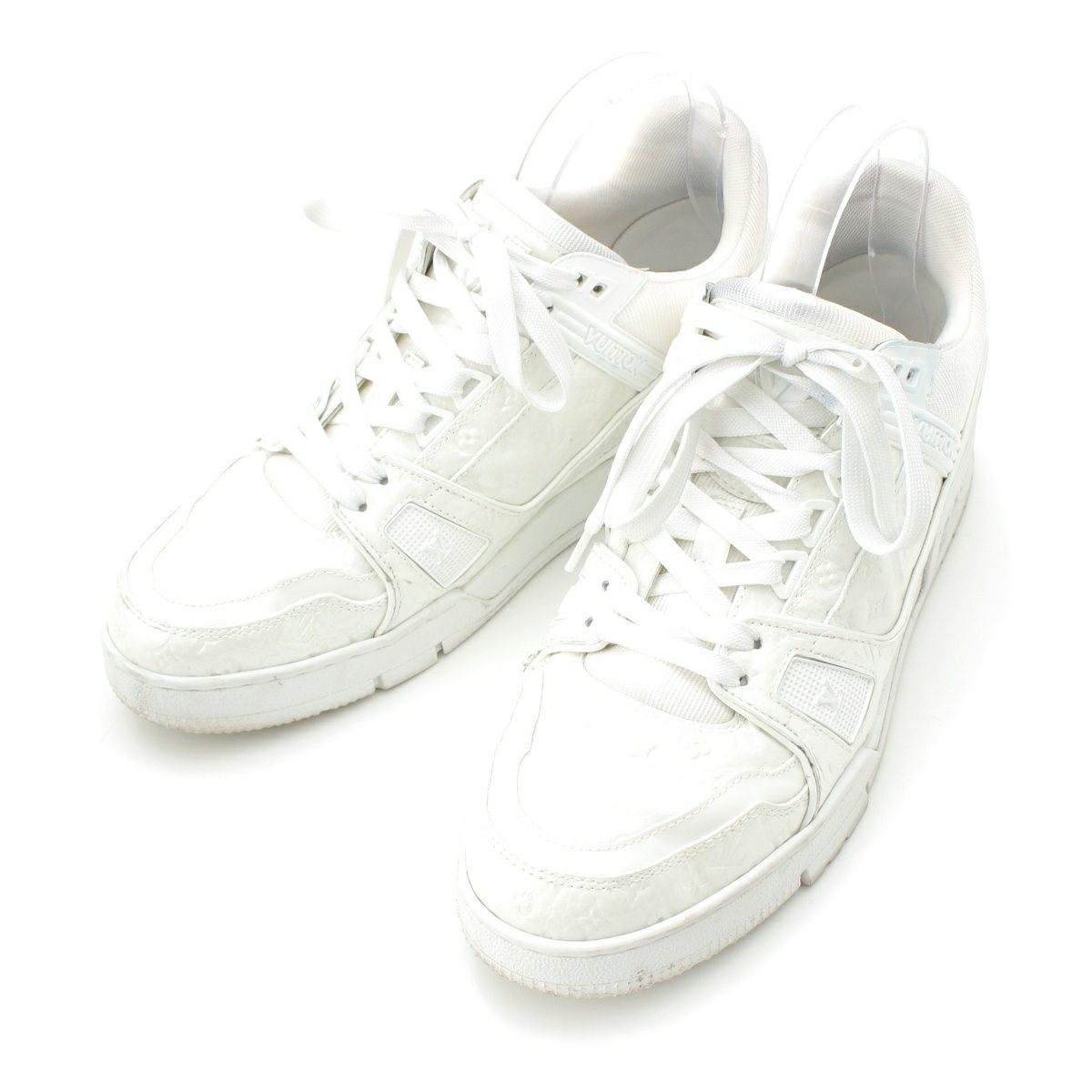 ルイヴィトン LV Trainer トレイナーライン エナメル モノグラム スニーカー ホワイト