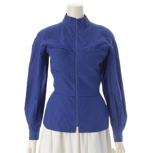 クロードモンタナClaude Montana コットン ヴィンテージ コルセット ジップアップ 長袖シャツ ブルー 38