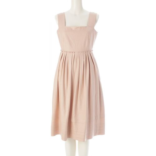 フォクシー 19年 Josephine タック 切替デザイン ノースリーブ ワンピース ドレス 39926 ピンク 38