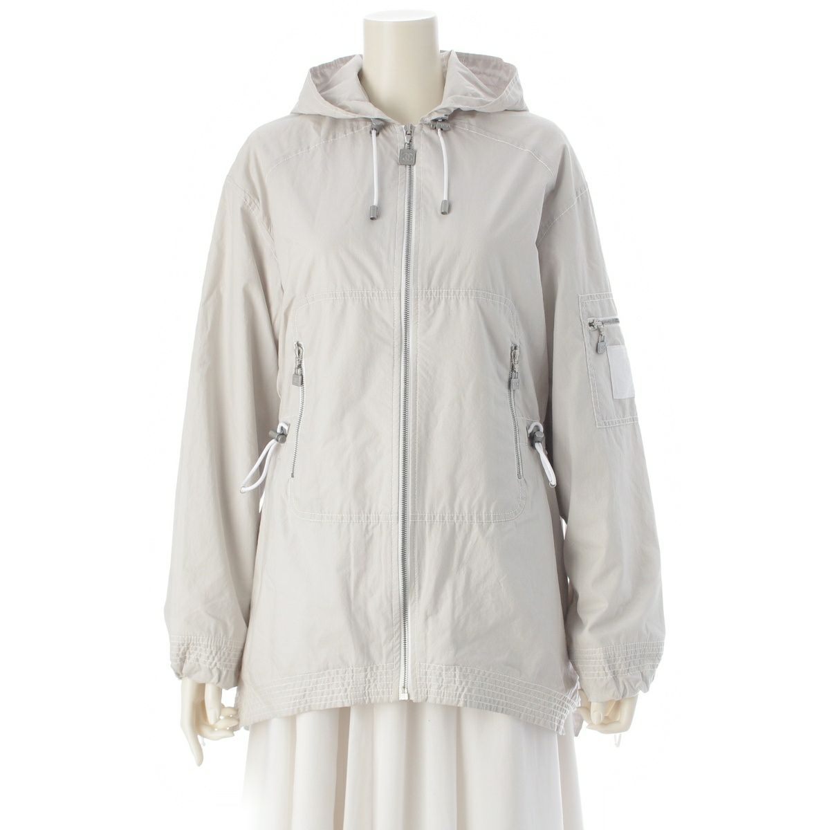 シャネル スポーツ コットン ロング ブルゾン パーカー アウター P22972 グレー 36
