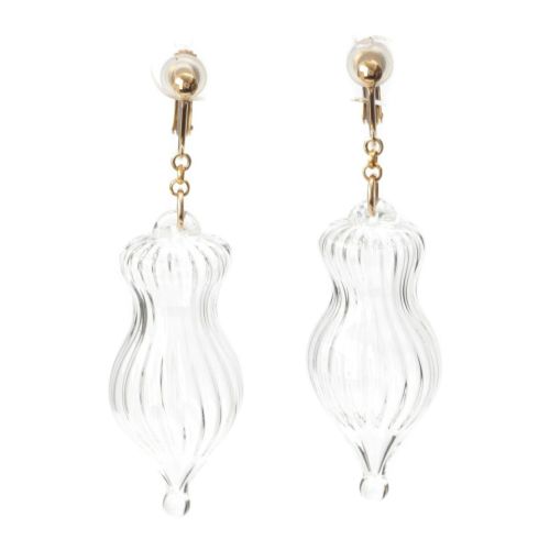 ノーブランド グラスデザイン ドロップ イヤリング ジュエリー アクセサリー K10 YG イエローゴールド 7.5g