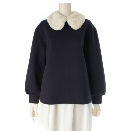 ヨリ 25AW テディカラープルオーバー トップス YR11-25138AW ネイビー ホワイト F