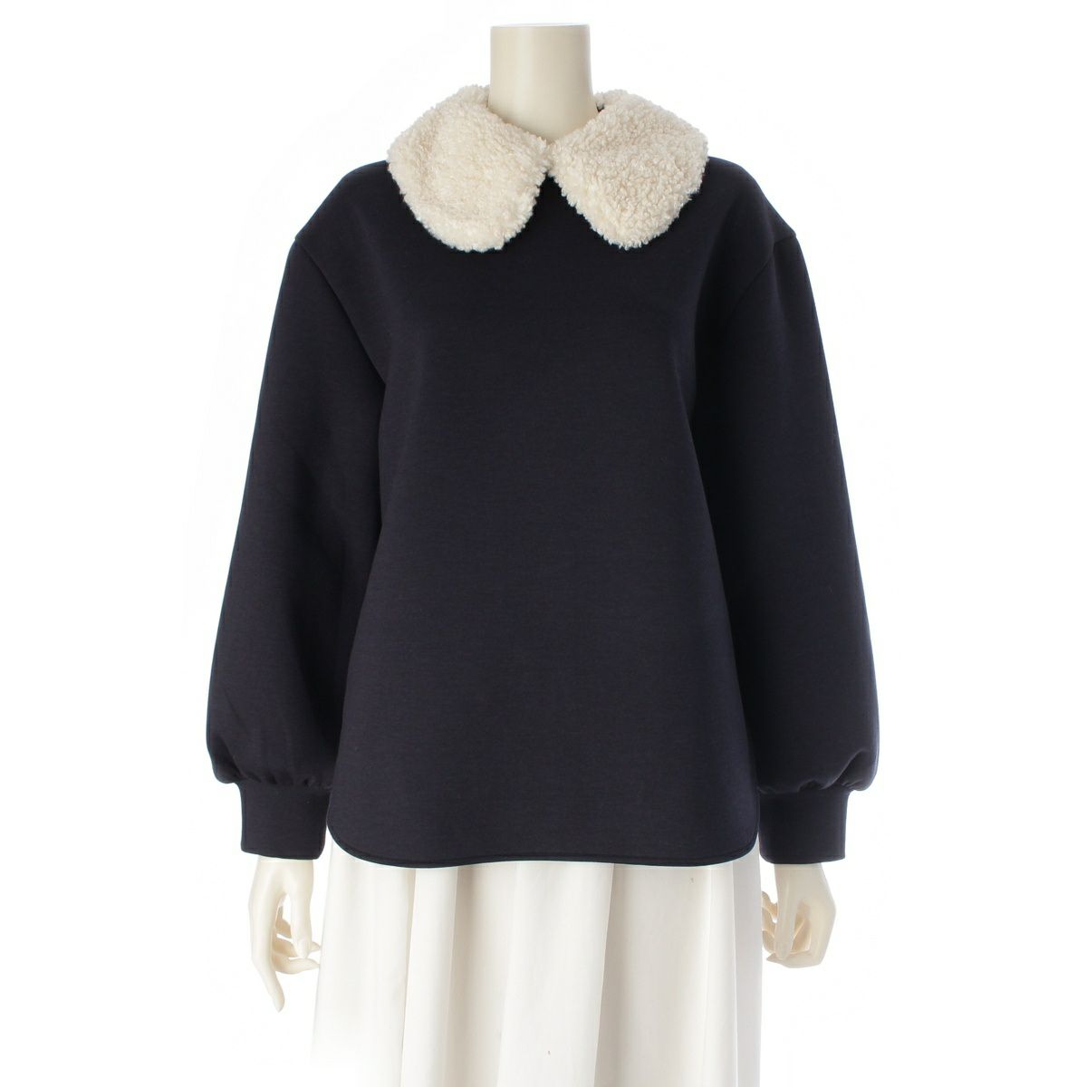 ヨリ 25AW テディカラープルオーバー トップス YR11-25138AW ネイビー ホワイト F