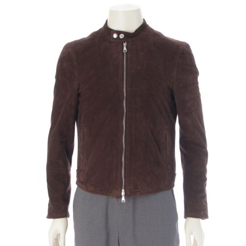 エンメティ ゴートスキン JURI GOAT SKIN SUEDE シングル ライダースジャケット GIAPPONE-074 ダークブラウン 44