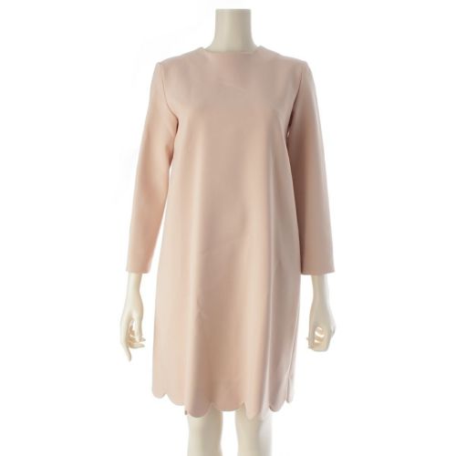 ヨーコチャン 21年 バックパール スカラップ ロングスリーブ ワンピース ドレス YCD-521-730 ピンク 36