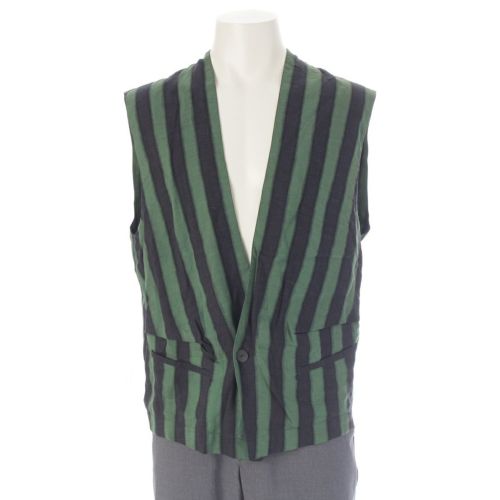 イッセイミヤケ 80s 1986 86年 筆タグ ウール 脱色 ジレ ベスト グリーン ブラック