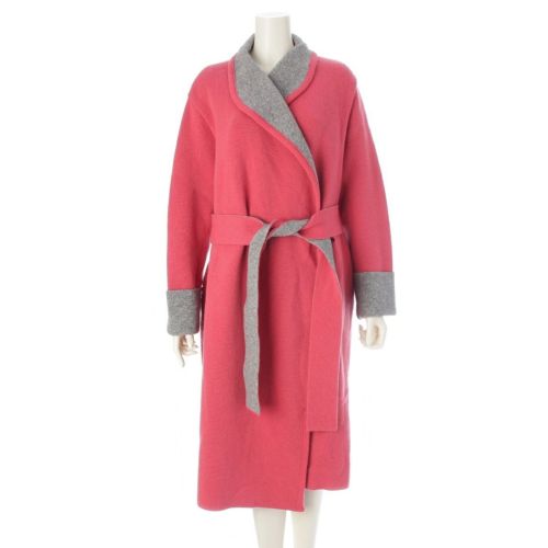 ルネ 21年 ウール カシミヤ混 ガウン コート アウター 6142910 グレー×ベリーピンク 36