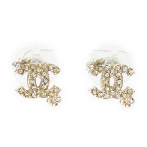 シャネル 09P ココマーク ラインストーン ピアス アクセサリー ゴールド