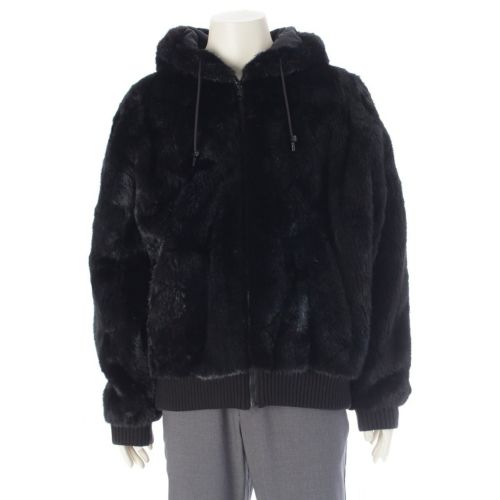 ルイヴィトン ミンクファー モノグラム ミネラル フーデッド ジャケット アウター HKL40EYQQ ブラック 48